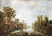 Aert van der Neer Landscape with waterway oil painting reproduction